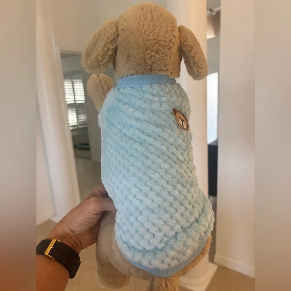 Plush Dog Toy with Blue Sweater